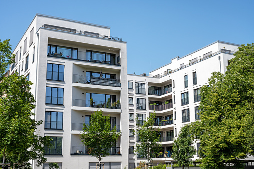 modern residential houses in berlin under blue sky