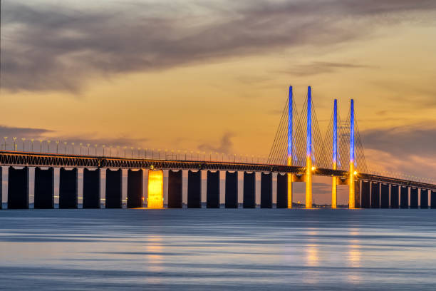 istock The famous Oresund bridge after sunset 1421633395