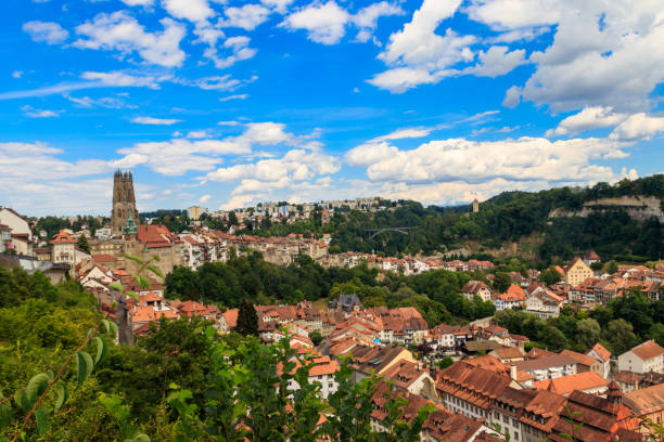 View of the old town of Fribourg, Switzerland stock photo