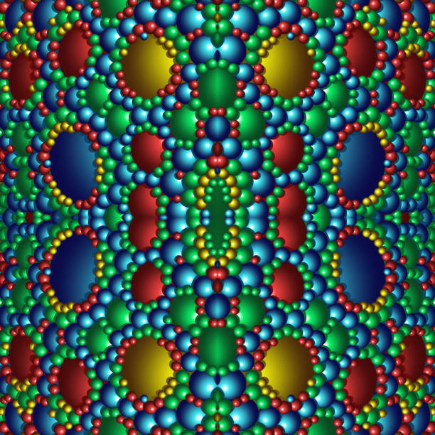 Bright cheerful seamless geometric mosaic pattern of hemispheres, similar to the scales of a fabulous dragon. 3D illustration
