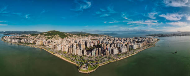 istock Florianopolis panorama at sunset. Modern buildings with sunset light. Florianopolis panoramatic shot. 1421638053