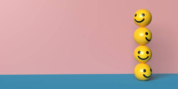 istock Vertical stack of emoji with smiley face on pink background 1421638270