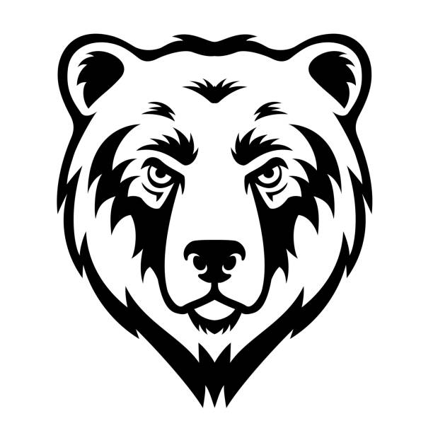ilustrações, clipart, desenhos animados e ícones de tatuagem da cabeça do urso. mascote design criativo. - university education screaming shouting