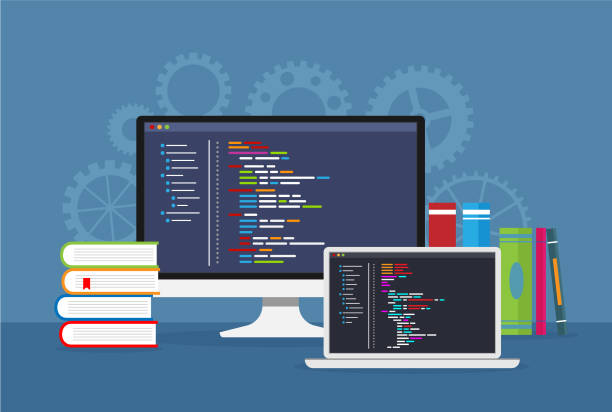 Software development IDE - flat design Software development IDE - flat design javascript stock illustrations
