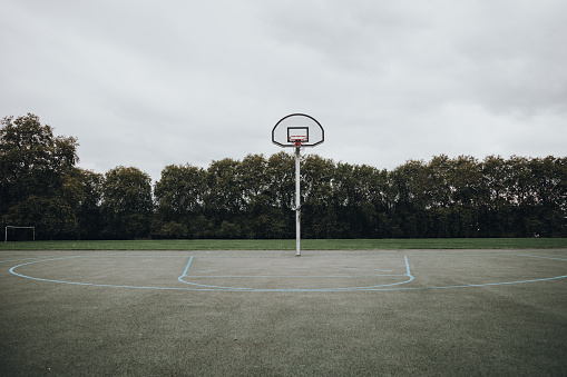 Empty basketball court in London