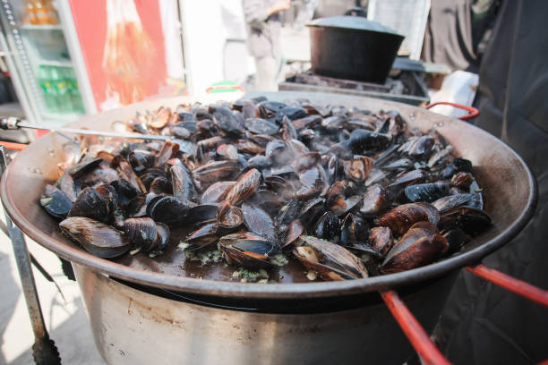 istock baking mussels on frying pan at summer day 1421646549