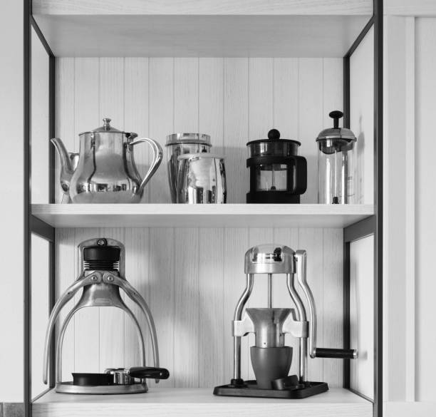 istock kitchen cabinet with tea and coffee makers 1421647274