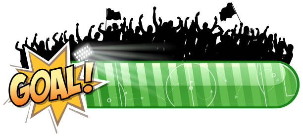 ilustrações, clipart, desenhos animados e ícones de banner luz esportiva - soccer goal net winning