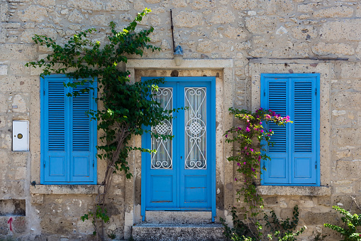 Greek island village alleys during summer