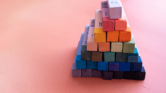 Stacked Powder Crayon Color Blocks, Abstract Shape Design