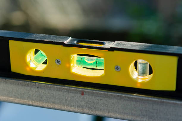 Spirit level or construction water level on steel pipe