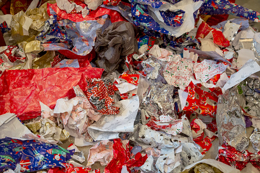 Crumpled And Discarded Wrapping Paper