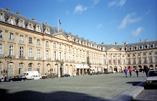 Statue of Louis XIV in the center of the Place des Victoires in Paris, France