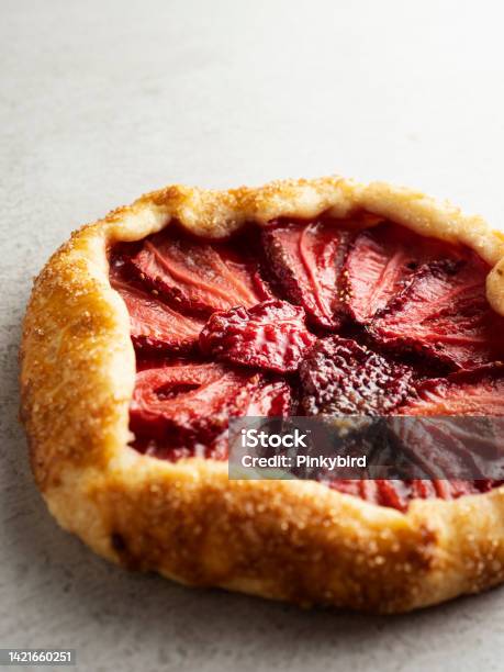 Strawberry Galette Small Strawberry Tarts Galette Strawberry Tart Galette Strawberry Pie Mini Galette Stock Photo - Download Image Now