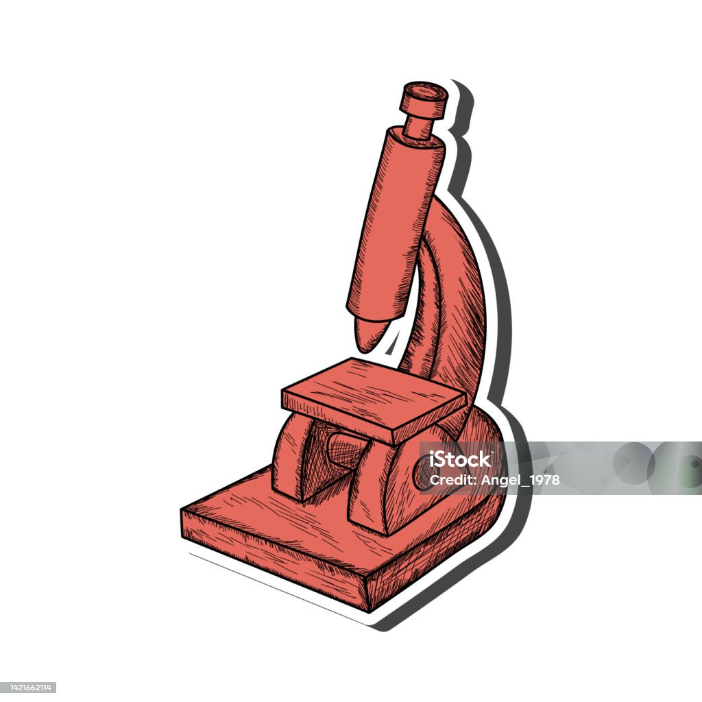 Microscope Sticker Drawing Microscope Sticker Stock Illustration - Download Image Now - Biology ...
