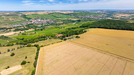 Aerial view over Rheinhessen. Westerberg and Grosswinternheim