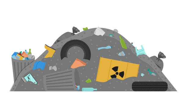 Garbage dump. Environmental pollution. Problems with garbage collection. Flat style. Vector. Garbage dump. Environmental pollution. Problems with garbage collection. Flat style. Vector illustration scrap heap stock illustrations