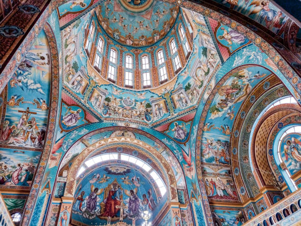 The interior of an orthodox church in Baia Mare city, Romania The interior of an orthodox church in Baia Mare city, Romania maramureș stock pictures, royalty-free photos & images