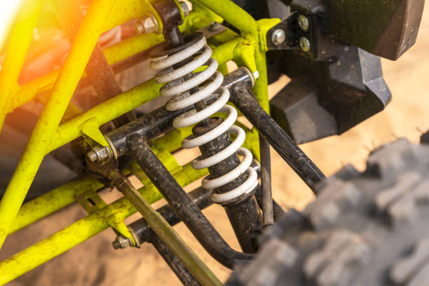 elements of the front suspension of the ATV close-up stock photo