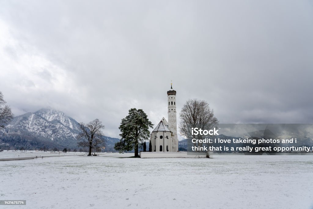 st. Coloman church in hohenschwangau Germany Agricultural Field Stock Photo