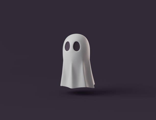 istock Simple halloween cartoon ghost 3d render illustartion 1421678138