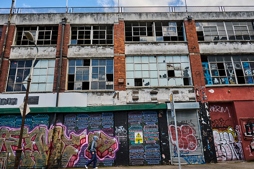 Abandoned factory building window