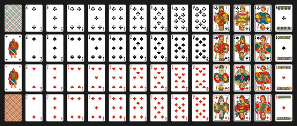 ilustraciones, imágenes clip art, dibujos animados e iconos de stock de una baraja de cartas eslavas - un juego completo de cartas - cartas clásicas - juego de póquer con cartas aisladas - baraja completa - poker cards royal flush leisure games