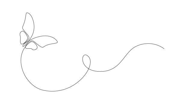 Butterfly in One continuous line drawing. Beautiful flying moth for wellbeing beauty or spa salon logo and divider concept in simple linear style. Editable stroke. Doodle vector illustration Butterfly in One continuous line drawing. Beautiful flying moth for wellbeing beauty or spa salon logo and divider concept in simple linear style. Editable stroke. Doodle vector illustration. changing form stock illustrations