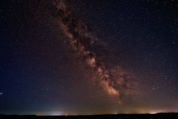 istock Starry sky milky way panorama. Abstract natural background 1421697819
