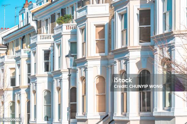 Notting Hill Area In London England Old Suburban And Antique Stock Photo - Download Image Now