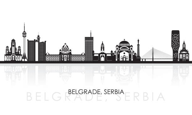 silhouette skyline panorama der stadt belgrad, serbien - danube river illustrations stock-grafiken, -clipart, -cartoons und -symbole