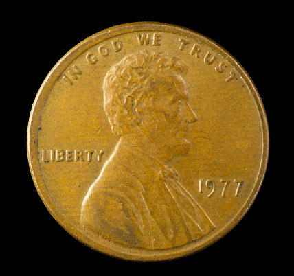 1977 plain Lincoln cent minted in Philadelphia.