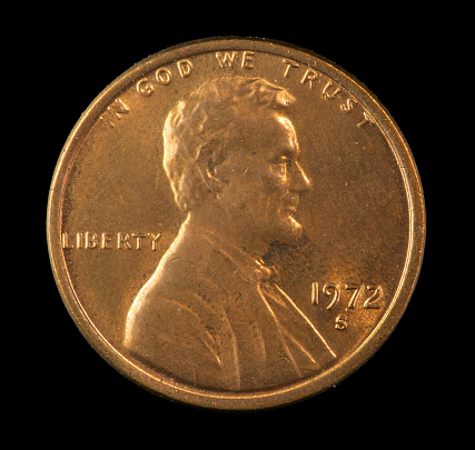 1972 S Lincoln US penny