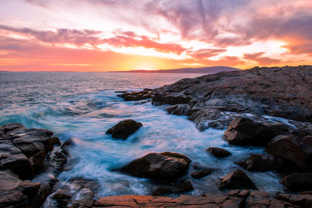 Sunset at Schoodic Peninsula, Acadia National Park, Maine, USA