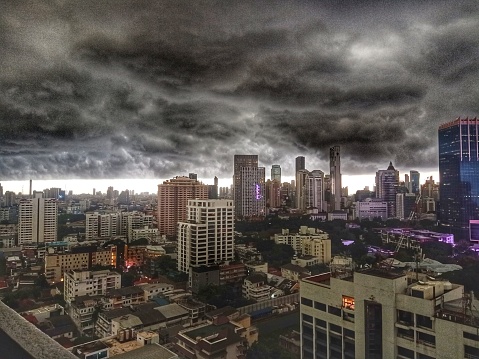 Thunderstorm over Bangkok at nigh take photo at August 2022