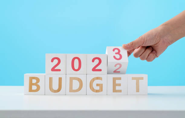 Number 2023 and word budget on the table stock photo