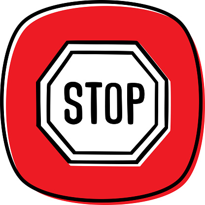 Vector illustration of a hand drawn stop sign against a red background.