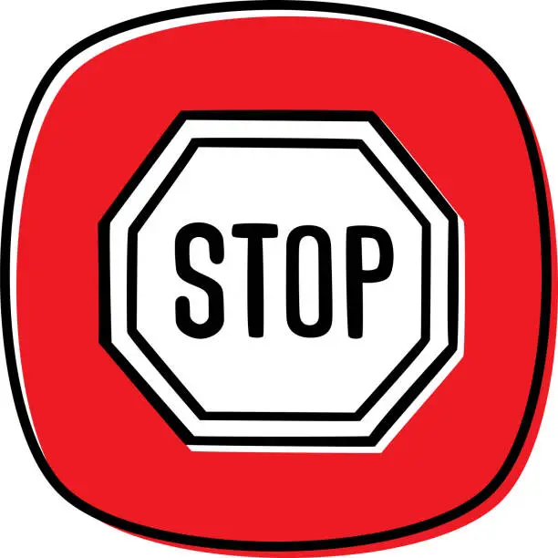 Vector illustration of Stop Sign Doodle 2