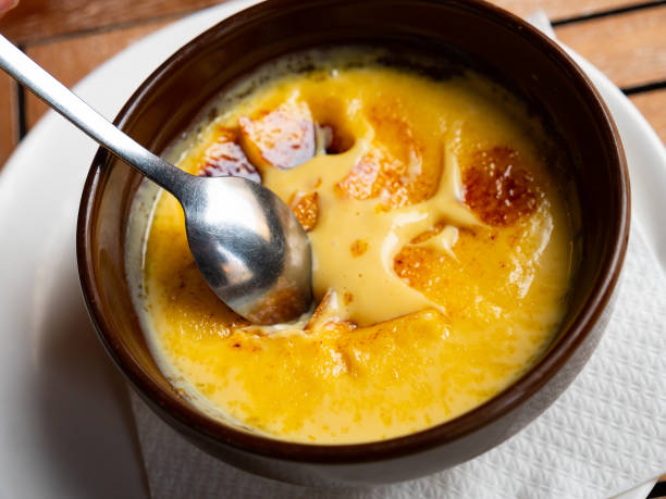 istock Sweet custard crema catalana with caramelized sugar crust 1421764860