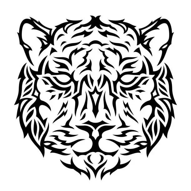 Vector illustration of Tattoo vector art with black tribal tiger head