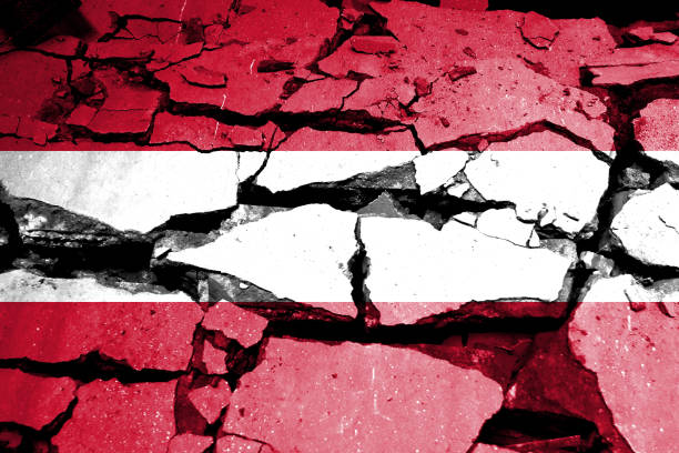 istock Closeup of grunge Austrian flag 1421766942