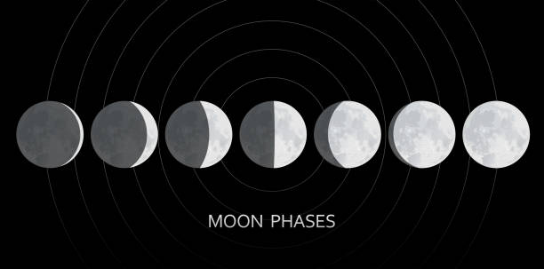 illustrazioni stock, clip art, cartoni animati e icone di tendenza di fase lunare astronomia illustrazione set vettoriale - phase image mri scan science nobody