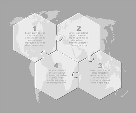 Vector timeline infographic process on 4 parts, options or processes. Template time line for diagram, graph, presentation and chart. Four steps jigsaw info graphic for business, idea, flow concept