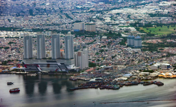 North Coast of Jakarta from above stock photo