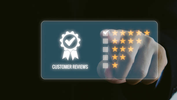 istock Customer service experience and business satisfaction survey popup five star icon for feedback review satisfaction service. 1421777984