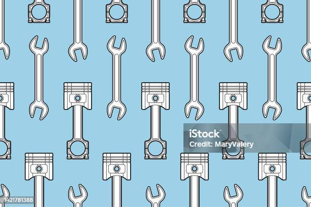 Piston Pattern Overlay Engine Piston And Wrench Pattern Seamless Motorcycle Pistons Background ...