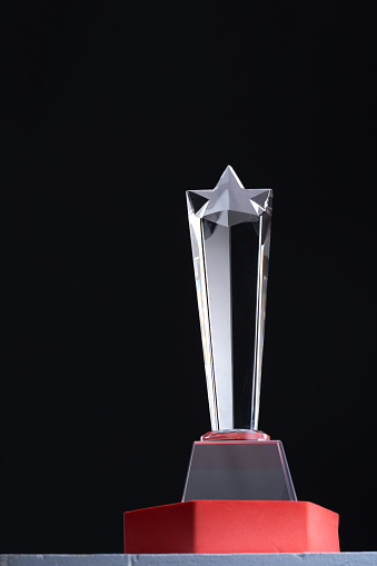 crystal trophy with star shape design
