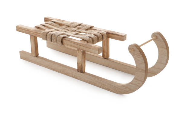 istock Beautiful decorative wooden sleigh on white background 1421798242