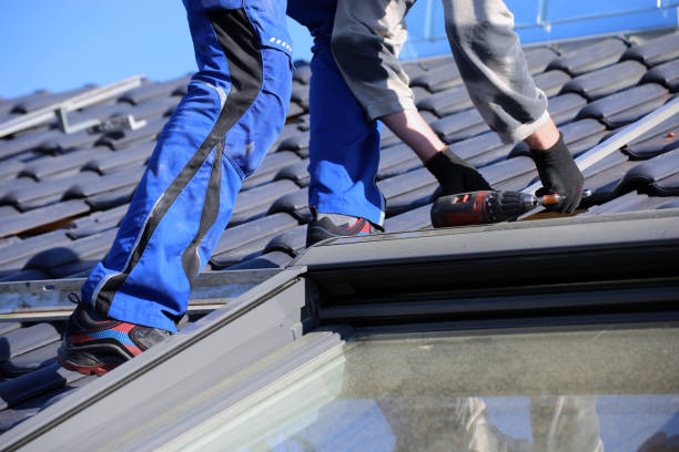 istock Roofing work, new covering of a tiled roof 1421799749