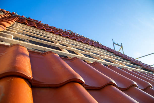 istock Roofing work, new covering of a tiled roof 1421799789